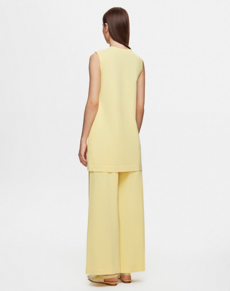 Basic Kolsuz Triko Sarı Tunik - 3