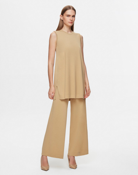 Basic Kolsuz Triko Camel Tunik - 1