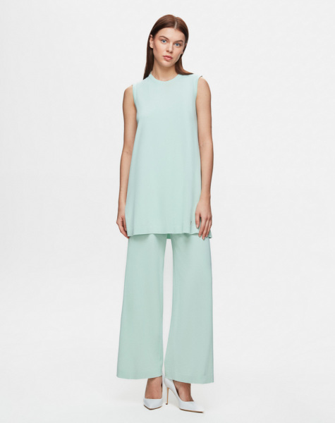 Basic Kolsuz Triko Açık Yeşil Tunik - 1