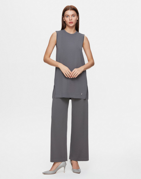 Basic Kolsuz Triko Antrasit Tunik 