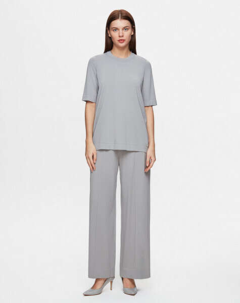Kısa Kollu Triko Basic Gri Tunik - 3