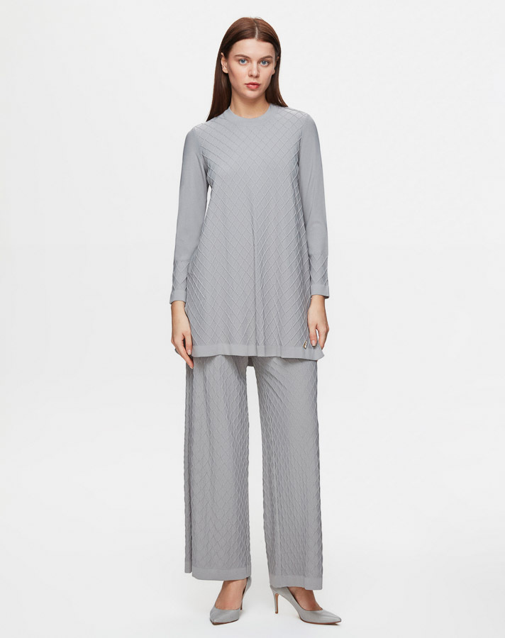 T25Y-6005 Diamond Sliced ​​Knitwear Tunic - 1