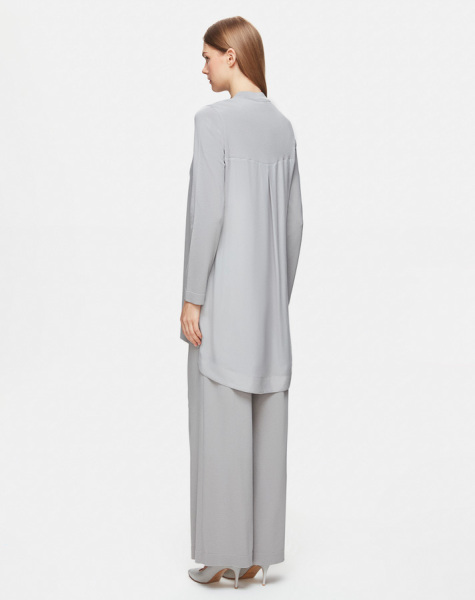 T25Y-6011 Knitwear Tunic with Cupro on the Back and Rose Brooch on the Front - 4