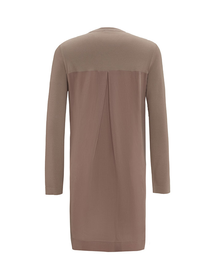 T25Y-6011 Knitwear Tunic with Cupro on the Back and Rose Brooch on the Front - 6