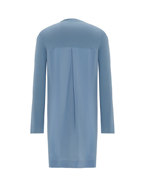T25Y-6011 Knitwear Tunic with Cupro on the Back and Rose Brooch on the Front - 8