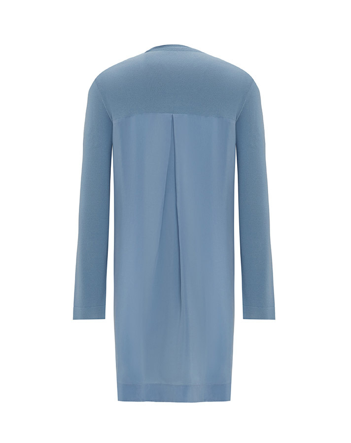 T25Y-6011 Knitwear Tunic with Cupro on the Back and Rose Brooch on the Front - 8