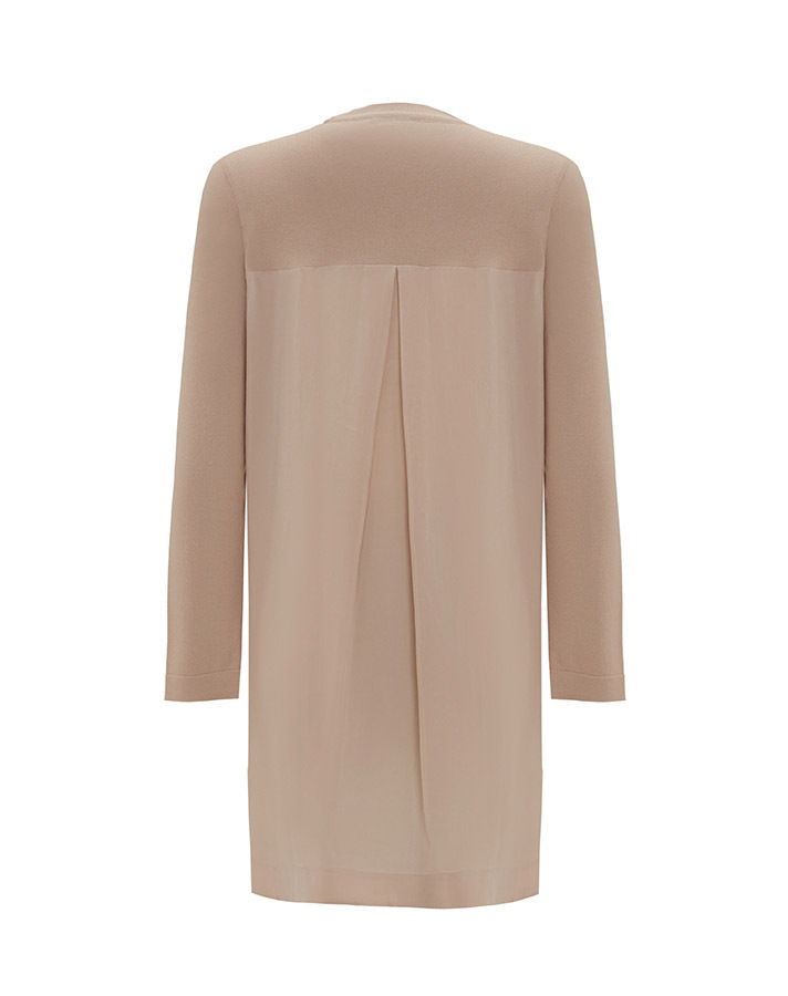T25Y-6011 Knitwear Tunic with Cupro on the Back and Rose Brooch on the Front - 10