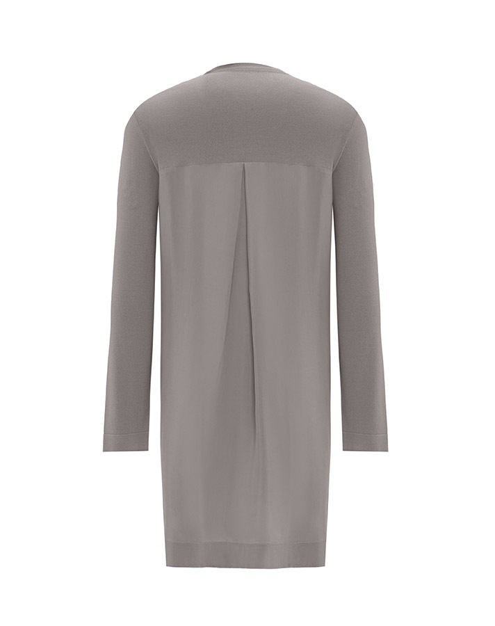 T25Y-6011 Knitwear Tunic with Cupro on the Back and Rose Brooch on the Front - 12