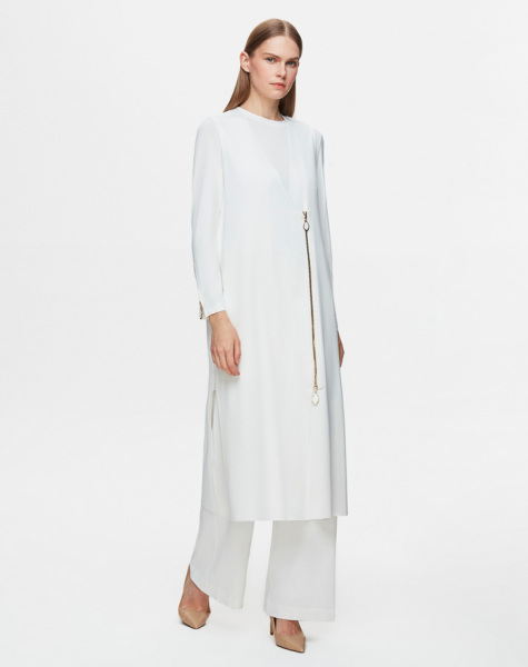 T25Y-6013 Bileği Fermuarlı Düz Renk Triko Tunik - 3