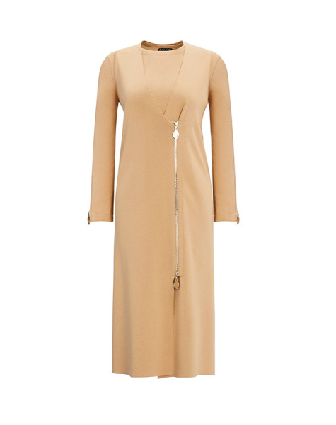 T25Y-6013 Bileği Fermuarlı Düz Renk Triko Tunik - 4