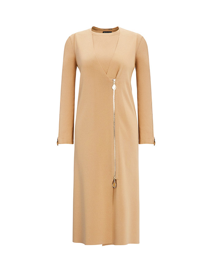 T25Y-6013 Bileği Fermuarlı Düz Renk Triko Tunik - 4