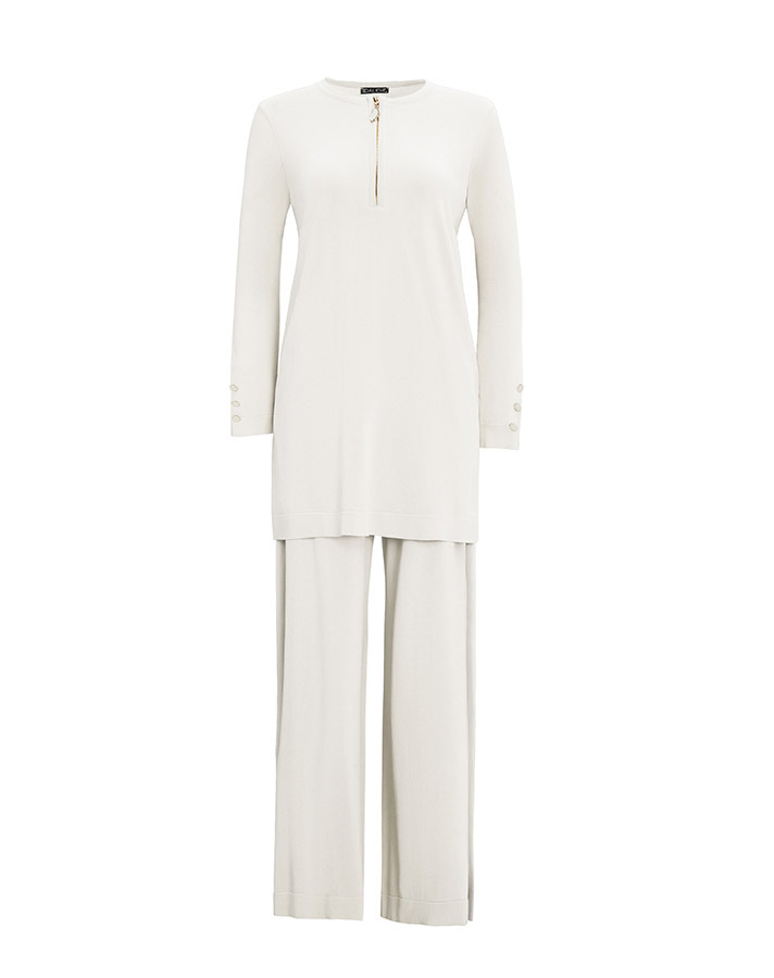 T25Y-6014 Yakası Fermuarlı Düz Renk Triko Tunik - 6