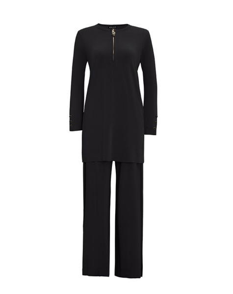 T25Y-6014 Yakası Fermuarlı Düz Renk Triko Tunik - 10