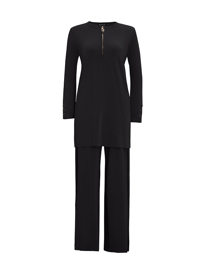 T25Y-6014 Yakası Fermuarlı Düz Renk Triko Tunik - 10