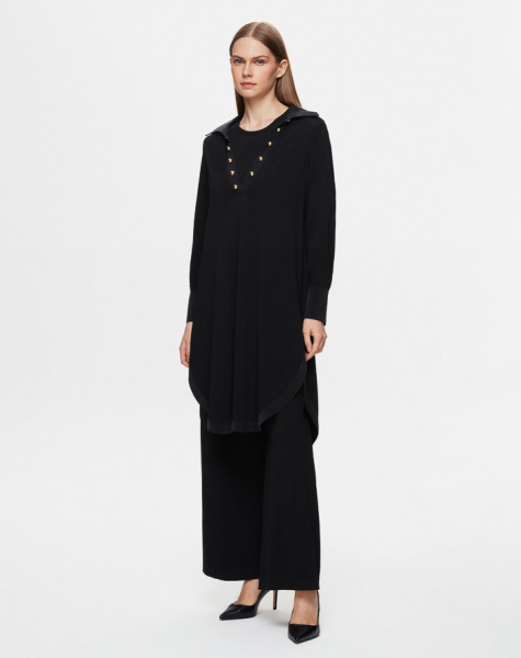 T25Y-6016 Cupro Erkek Yaka Düğme Aksesuarlı Triko Tunik 1179-GREY 