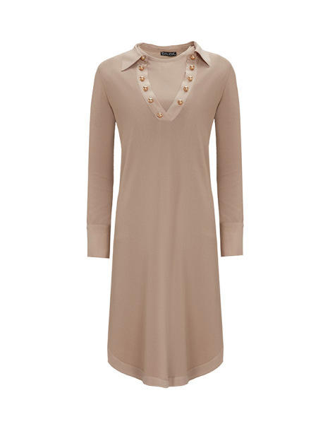 T25Y-6016 Cupro Erkek Yaka Düğme Aksesuarlı Triko Tunik 1318-ANTHRACITE - 9