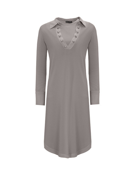 T25Y-6016 Cupro Erkek Yaka Düğme Aksesuarlı Triko Tunik 1318-ANTHRACITE - 11