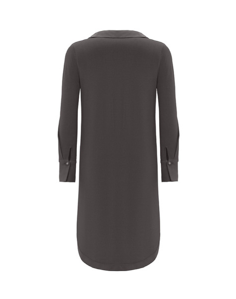 T25Y-6016 Cupro Erkek Yaka Düğme Aksesuarlı Triko Tunik 1318-ANTHRACITE - 14