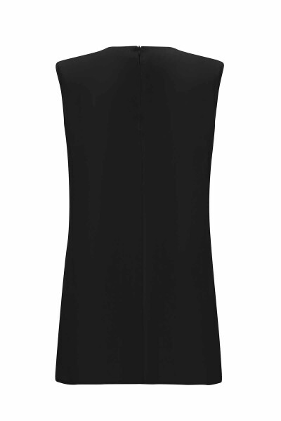 Düz Renk Cupro Kolsuz Siyah Tunik - Miss Dalida (1)