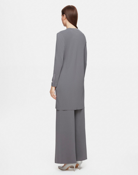 T25Y-6040 Plain Color Knitwear Tunic with Slit Detail on the Front - 3