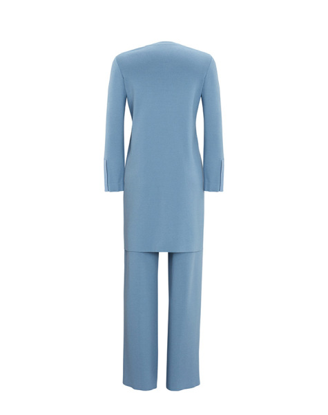 T25Y-6040 Plain Color Knitwear Tunic with Slit Detail on the Front - 5