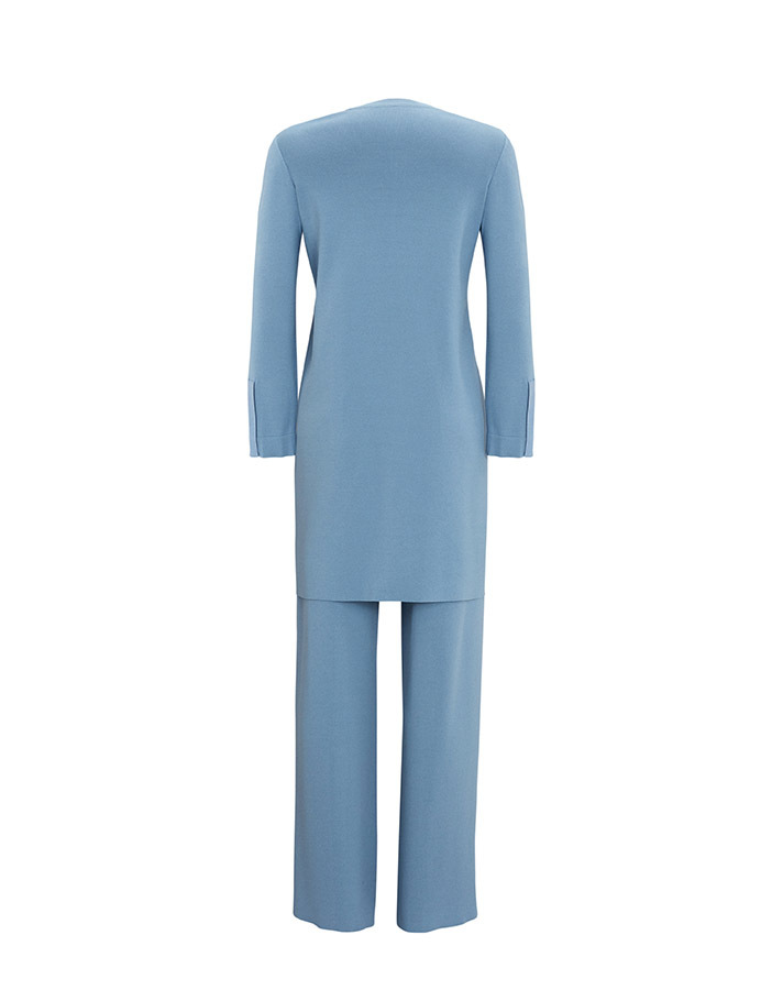 T25Y-6040 Plain Color Knitwear Tunic with Slit Detail on the Front - 5