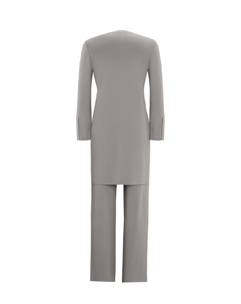 T25Y-6040 Plain Color Knitwear Tunic with Slit Detail on the Front - 11
