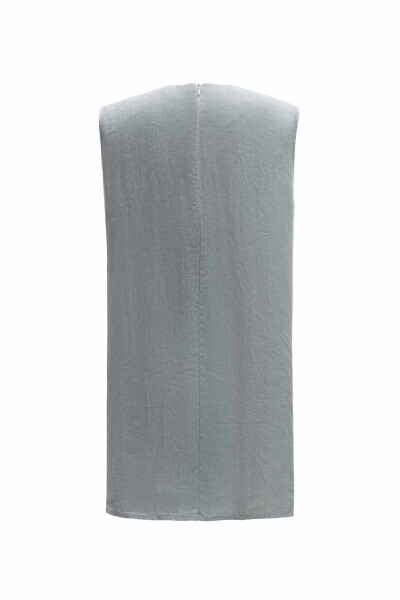 Düz Renk Keten Gri Tunik - 2