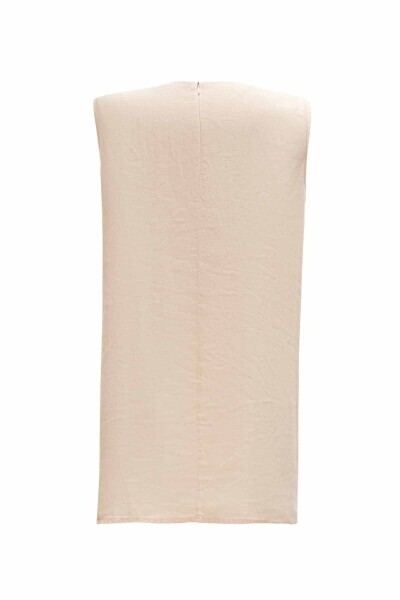 Düz Renk Keten Somon Rengi Tunik - 2