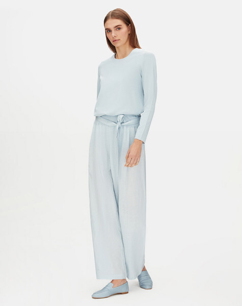 Long Sleeve Crew Neck Linen Tunic - 4