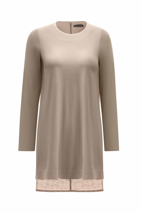 Long Sleeve Crew Neck Linen Tunic - 6