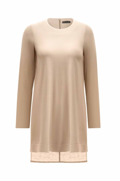 Long Sleeve Crew Neck Linen Tunic - 10