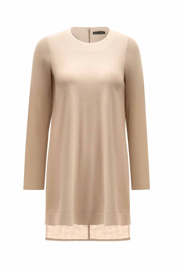 Long Sleeve Crew Neck Linen Tunic - 10