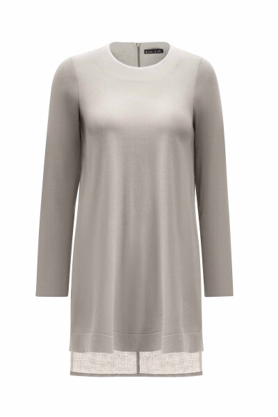 Long Sleeve Crew Neck Linen Tunic - 1