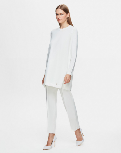 Dar Paça Triko Ekru Pantolon - Miss Dalida