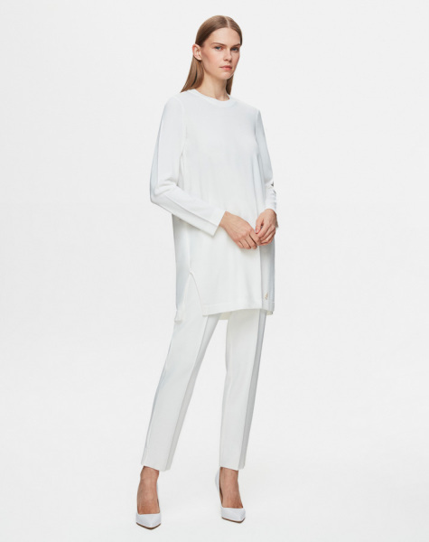 Dar Paça Triko Ekru Pantolon - 2