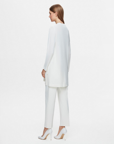 Dar Paça Triko Ekru Pantolon - 3