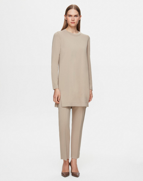 Dar Paça Triko Vizon Pantolon 