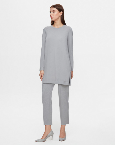 Dar Paça Triko Gri Pantolon - Miss Dalida