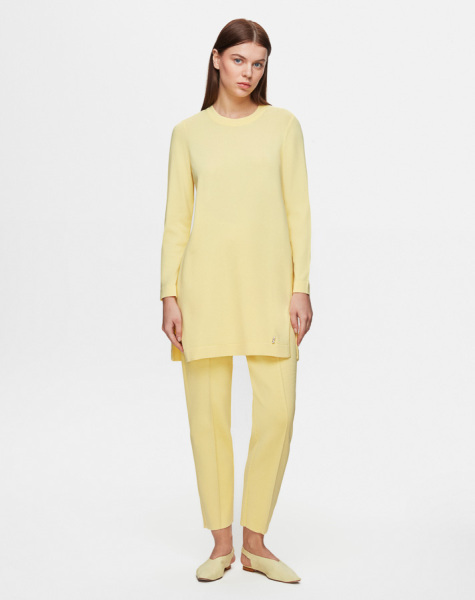 Dar Paça Triko Sarı Pantolon 