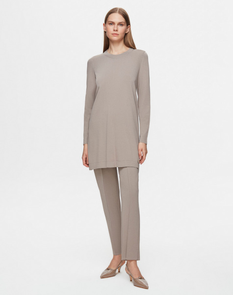 Dar Paça Triko Vizon Pantolon - 1