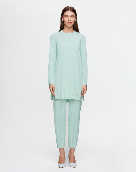 Dar Paça Triko Açık Yeşil Pantolon 