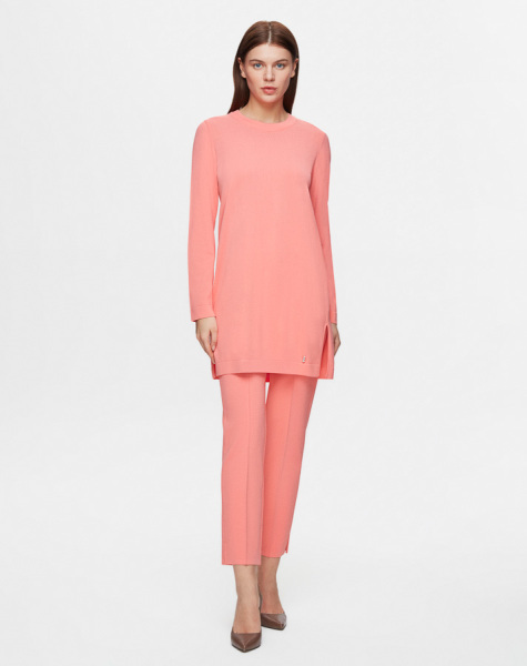 Dar Paça Triko Açık Kırmızı Pantolon 