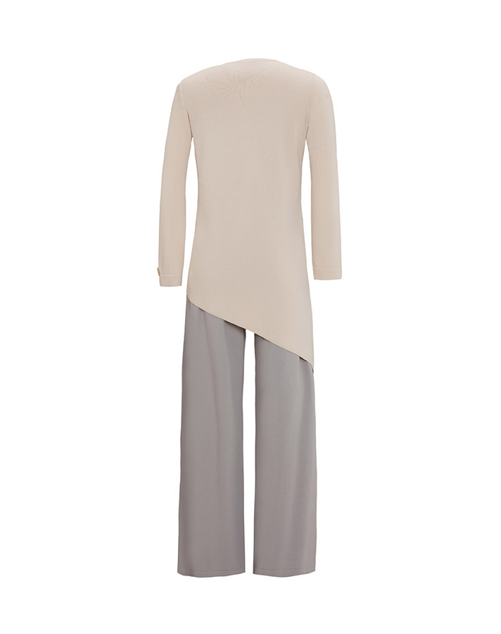 T25Y-7002 Color Blocked Wide Leg Knitwear Trousers - 5