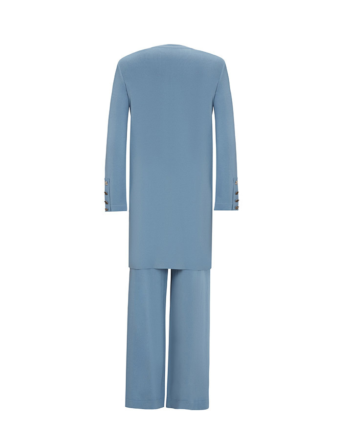 T25Y-7004 Wide Leg Knitwear Trousers with Button Accessories - 5