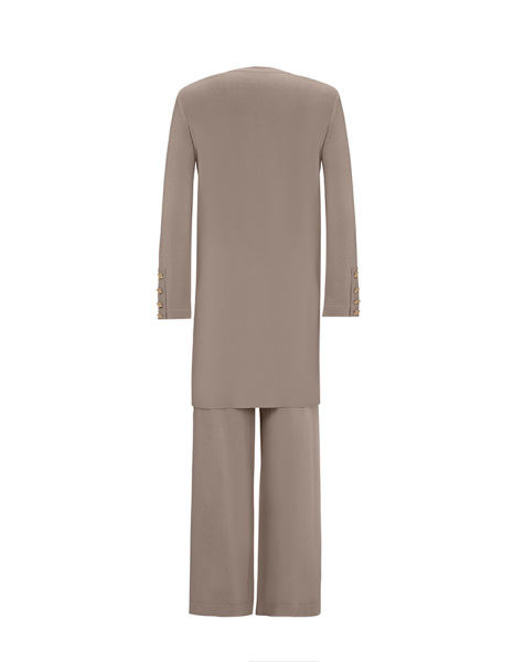 T25Y-7004 Wide Leg Knitwear Trousers with Button Accessories - 7