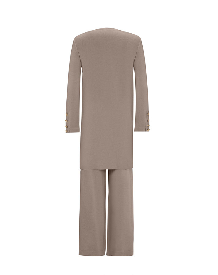 T25Y-7004 Wide Leg Knitwear Trousers with Button Accessories - 7