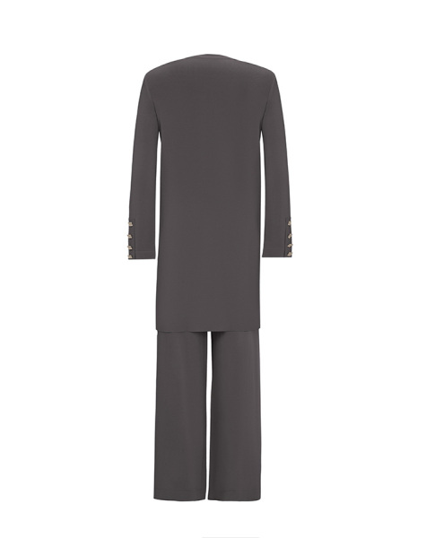 T25Y-7004 Wide Leg Knitwear Trousers with Button Accessories - 11