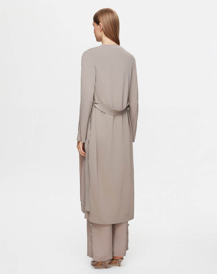 T25Y-7008 Wide Leg Cupro Trousers with Buttons on the Sides - 3