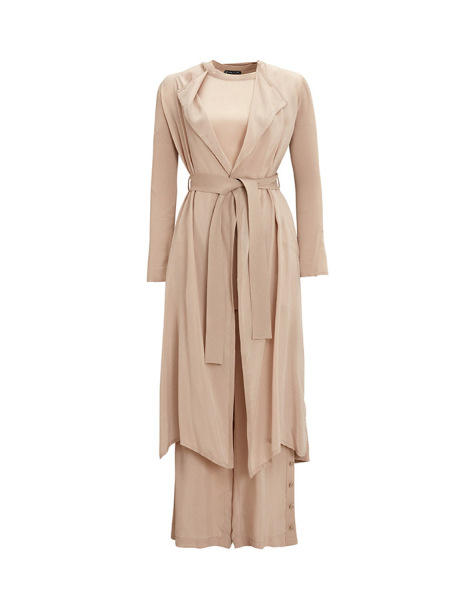 T25Y-7008 Wide Leg Cupro Trousers with Buttons on the Sides - 4
